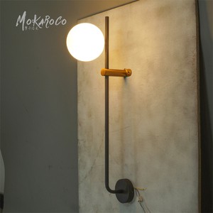 Retro Loft Villa Corridor Simple Iron Pole Glass Ball Wall Lamp