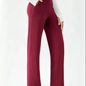 Custom Women's Wide Leg Yoga Pants Casual Work Dress Pants Lounge Sweatpants High Waist Comfy Loose Trousers with Pockets