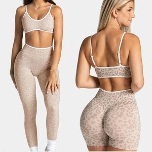 New Trend Seamless Custom Logo Active Gym Wear Women Leopard Color Block Yoga Sets Fitness Sportswear Workout Bra and Leggings
