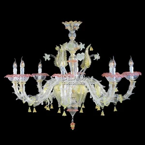 Flower Stained Glass Chandelier Pendant Lamps Living Room Chandelier Decorative Crystal Lamps Murano Glass Chandelier