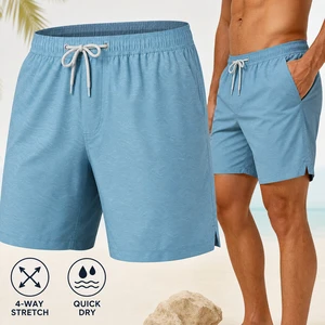 Custom 4 Way Stretch Quick Dry Beach Shorts Men Lightweight Swim Trunks OEM Resort Poolside Shorts Manufacturer