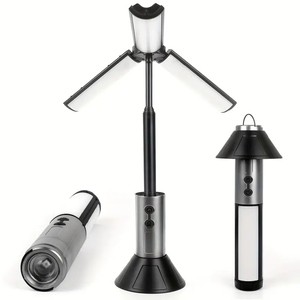 Multifunctional Rechargeable LED Camping Lantern With Telescopic Stand USB Type-C Zoom Flashlight For Hiking Fishing Emergency