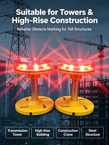 FAA L810 Aviation Obstacle Light,32cd Red Steady Output,Built-In Light Sensor,4G Monitoring for Wind Turbine