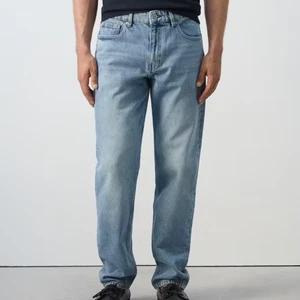 Light Blue Denim Men's Slim Tapered Fit Pants Comfortable Casual Faded Wash Trousers Modern Style Straight Solid Fashionable