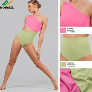Pink And Green Training Dancewear Color-Blocked Crop Top Set Team Dance Leotard