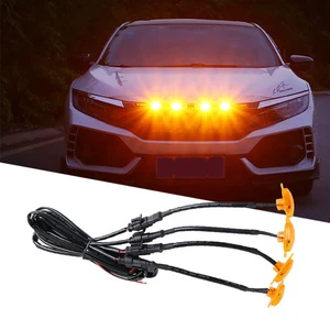 Daytime Running Light Front Bumper Hood Grille Led Lights Yellow Auto Accessories Vehicle Grill Lights