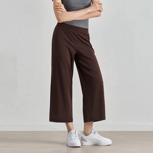 New High-Waist Yoga Pants Loose Draped Wide Leg Mid-Length Solid Pattern Custom Logo Nude Feel Outdoor Running Sports Wholesale