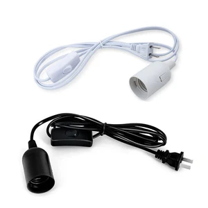 E26/E27 LED Light Socket 5.9FT Extension Cord with On/Off Switch and US EU AC Power Plug Bulb Socket