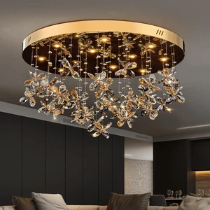 New Design Luxury Gold Flower Pendant Lamp for Hotel Lobby Wedding Party Restaurant Living Room Hanging Lighting
