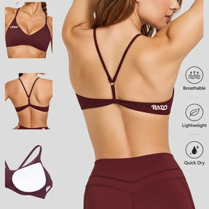 Custom Logo Yoga Bra Buckle Strap Beautify Back Sports Bra with Chest Pads Push-Up Fitness Sportswear Four-Way Stretch Sexy Bra