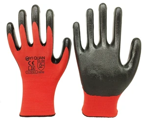 Red Nitrile Breathable Thin Silicone-free Powder-free Anti-Slip Waterproof Anti-static 26cm Safety Gloves Work Protection