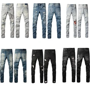 Men's American High Quality Cotton Straight Casual Wash Mid Waist Wash Denim Hombre Mujers Jeans Pantalon Bottom Trouser Pants