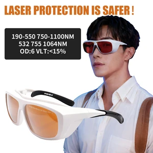 Laser Protection CE Certificated 190-510nm OD6 Anti-Fog-Scratch PC Lens For UV Engraving Marking Equipment Laser Safety Goggle