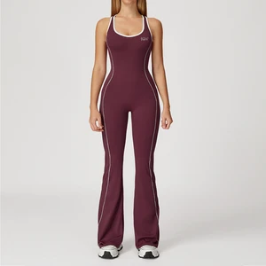 Women Sports Stripes Jumpsuits Backless Shorts Rompers Workout Yoga Tracksuits Scrunch Sportswear Tights Gym Bodysuits Fitness