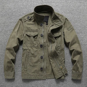 Factory Custom Vintage Denim Waterproof Zipper Safari Winter Jacket Outdoor Motorcycle Riding Stand Collar Pattern Decoration