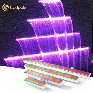 Wifi Mobile Remote Control Rgb Light Rectangular Pool Water Waterfall Swimming Pool Cascade Water Blade Led Acrylic Waterfall
