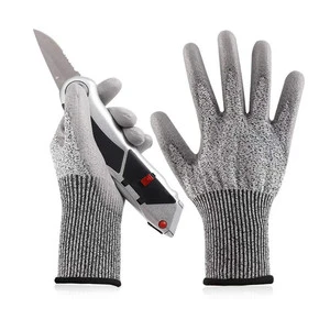 Wholesale 13G HPPE Cut Resistant PU Coated Safety Industrial Gloves Anti Cut Work Gloves