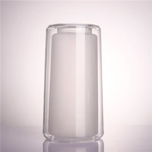 BOGLASS Modern Custom Double Wall Tube Shape Borosilicate Glass Hand Blown Lamp Shade For Decorative Glass Pendant Light