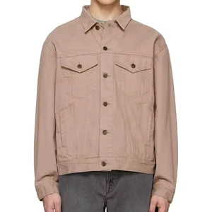 Men's High Street Vintage Denim Jacket Quality Brown Winter Wear with Hooded Collar and Button Decoration New Design