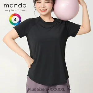 Wholesale Lightweight Polyester Spandex Plus Size Women's T-shirts Loose Short-sleeve Mesh Breathable T-shirt Top