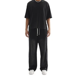 Men's Washed Retro Drawstring Loose Wide Leg Sports Pants Casual Sports Pants Streetwear Loose Fit Fashionable Trend Pants
