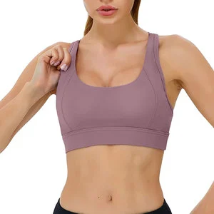 Fully Customized Women's Seamless Sports Bra Front High Support Breathable Quick Dry Running Fitness Simple Spandex/Nylon OEM
