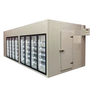 Glass Door Walk-in Cooler Freezer with LED Lighting Cold Room for Vegetables/Fruits/Flowers