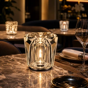 Wholesale Crystal Portable LED Candle Light for Bar Cafe Restaurant Hotel Bedroom Decorative Ambient Table Lamp