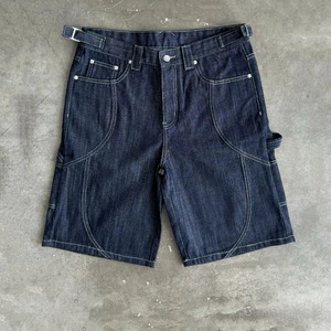 Classic Original Wash Denim Shorts for Men Vintage Blue Trendy Casual Summer Bottoms with Stitched Patchwork Design