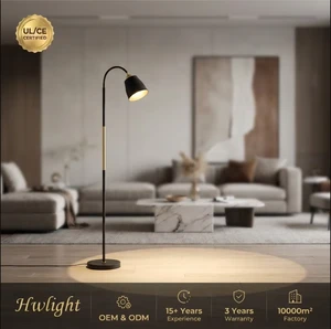 Dimmable Minimalist Floor Light With Curved Arm High-End Decorative Lighting For Middle East Villa