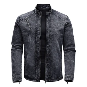 Spring and Autumn Men's Denim Jacket Trendy European and American Casual Elastic Washed Denim Top Denim Coat OEM