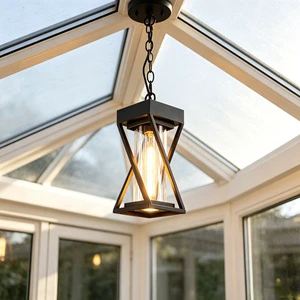 Modern Outdoor Lighting with Black Finish Front Door Entrance Passage Porch Lantern Pendant Light Garden Decorative Light