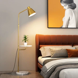 Modern Style LED Floor Lamp Adjustable Height Warm White Light Gold Metal Shade E27 Base Iron Body Living Room Bedroom