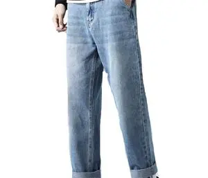 Men High Rise Jeans Pants Denim Trousers for Stylish Everyday Outfits