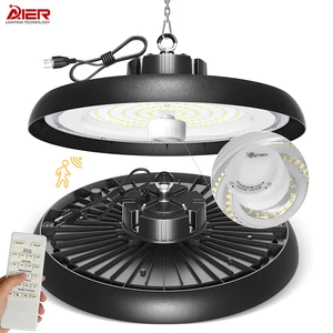 Industrial Lighting 100W 150W 200W IP65 100-277v Round 1-10v Dimmable Smart Motion Sensor Led ufo High Bay Fixture for Warehouse