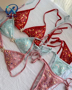 OEM Custom Sequin Bikini Manufacturer Women Carnival Luxury Shiny High Quality Two Piece Swimsuit Bathing Suits
