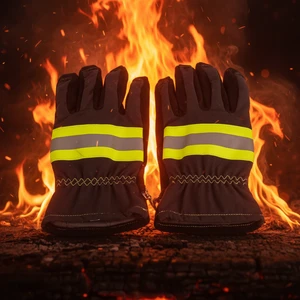 Dingfeng EN4543 Leather Firefighter Safety Gloves Heat Resistant Anti-Cut Anti-Slip Anti-Static Anti-Impact Fire Proof Smooth