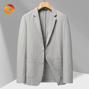 Men's Casual American Style Suit 2025 Spring Summer Light Luxury Thin Business Single West Solid Color Slightly Wrinkled