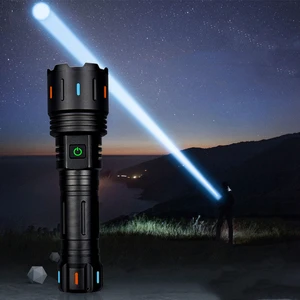 Powerful Tactical Flashlight Aluminum Alloy 8000 Lumens Daylight Color Temperature IPX6 Waterproof Rechargeable Outdoor