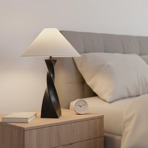 OEM ODM Modern Chinese Style Steel Glass Table Lamp Fabric Shade Creative Bedside Warm White 3500K Light Bulb Base