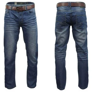 Hot Style Men's Casual Denim Jeans Pants High Waist Button Light-Colored Solid Print Plain Dyed Mid Straight Flare Style