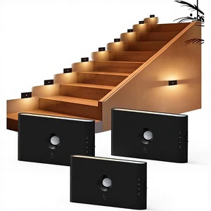 Sunaluna Motion Sensor Wall Lamp Stair Light Black Magnetic Mount Rechargeable Dimmable Night Lights for Hallway Stairway