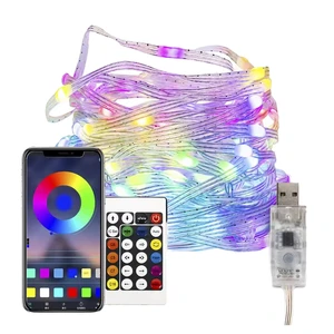 Holiday Outdoor Phone App Control Smart LED Flexible Color Point String RGB Color Changing Christmas Light 50000 Hours Lifespan