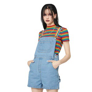 Autumn Casual Women Denim Eco-Friendly Quick Dry Breathable Overall Shorts Jumpsuits