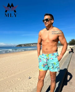 High Quality Men's Print Board Beach Pant Quick Dry Breathable Swim Shorts With Drawstring