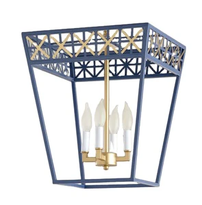 Blue Coated Home Lighting Fancy Decoration LED Indoor Chandelier Lamp Stylish Modern Design Metal Pendant Light in Wholesale