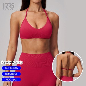 Roregal Adjustable Halter Neck Sports Bra Women Shockproof Yoga Bra Quick Dry High Stretch Workout Top For Gym And Fitness