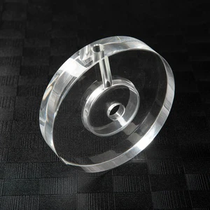 Customized Logo K9 Crystal Glass Base Round Polished Lamp Pedestal Art Deco Style Crystal Lighting Parts For Wedding Home Decor