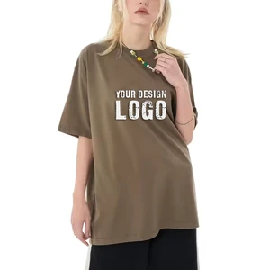 High Quality Casual Drop Shoulder Plus Size Women's T Shirt Customized Logo 260g Half Sleeve Solid Color Lady T Shirts
