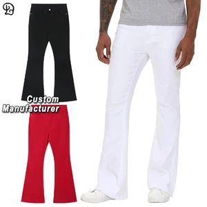 Custom Men'S White Flared Jeans Fashion Retro Disco Bell Bottom Pants Casual Premium Stretch Denim Slim Fit Trousers Streetwear